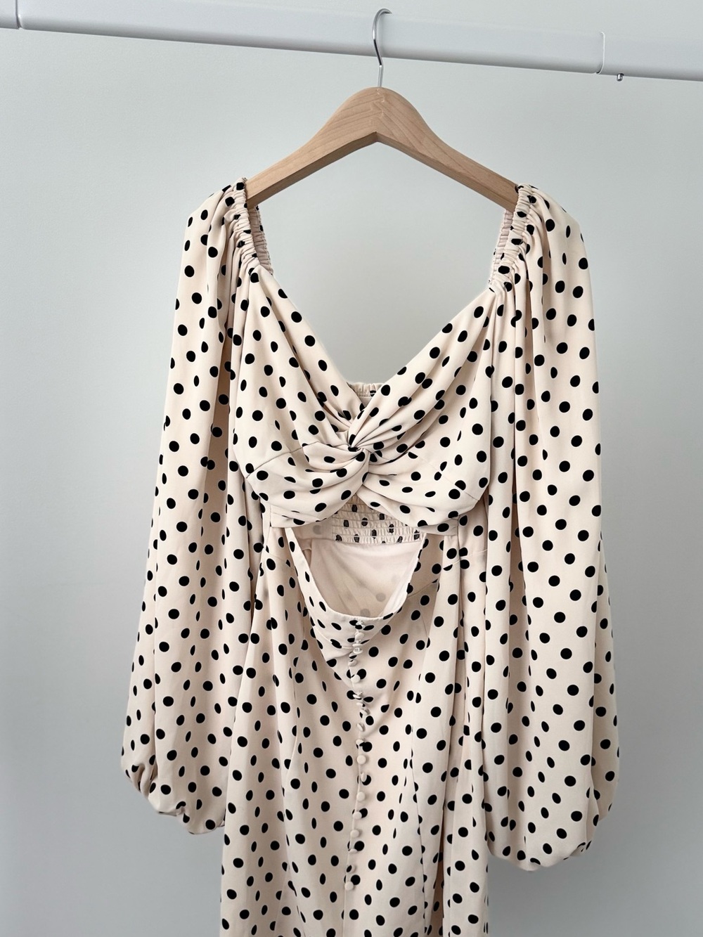 Line & Dot Cream Polka Dot Twist Front Tunic